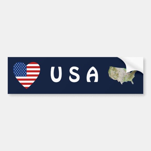 USA Vlag Hart + Landkaart Bumpersticker (Voorkant)