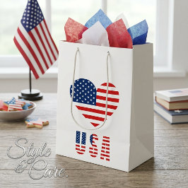 USA Vlag Hart Medium Cadeautas voor Patriottische