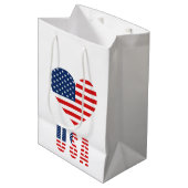 USA Vlag Hart Medium Cadeautas voor Patriottische (Voorkant Gekanteld)