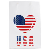 USA Vlag Hart Medium Cadeautas voor Patriottische (Voorkant)