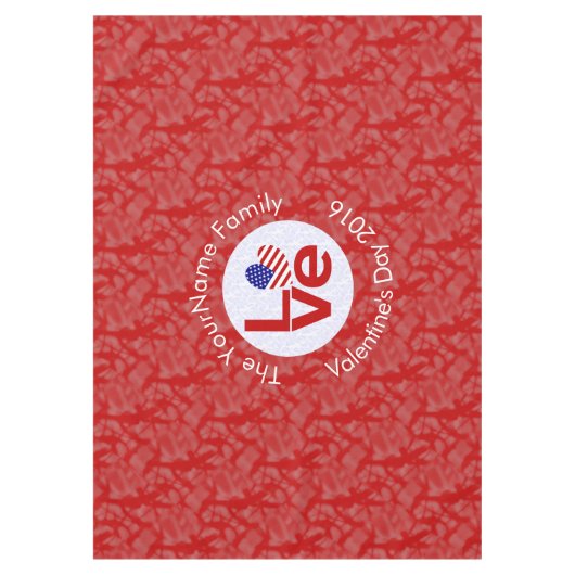 USA Vlag Hart Rood LIEFDE Tafelkleed (Voorkant)