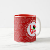 USA Vlag Hart Rood LIEFDE Tweekleurige Koffiemok (Voorkant rechts)