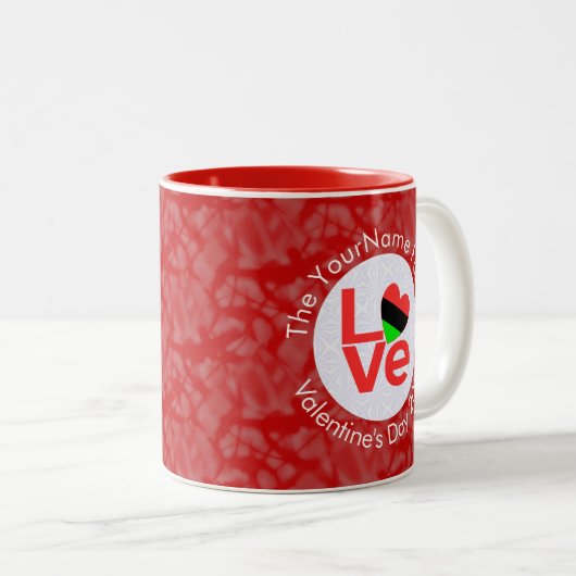 USA Vlag Hart Rood LIEFDE Tweekleurige Koffiemok (Voorkant rechts)