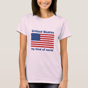 USA Vlag + Kaart + Tekst T-shirt