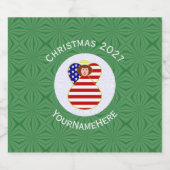 USA Vlag Kerst Rood Haar Engel Gepersonaliseerd Sparkling Wijnetiket (Enkel label)