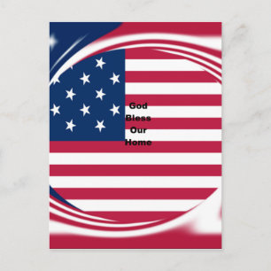 USA vlag met God Zegen ons Home tekst kunst ontwer Briefkaart