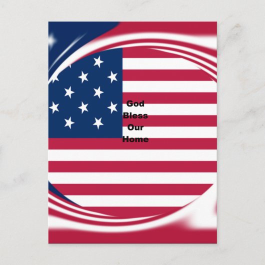 USA vlag met God Zegen ons Home tekst kunst ontwer Briefkaart (Voorkant)