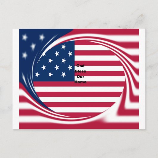 USA vlag met God Zegen ons Home tekst kunst ontwer Briefkaart (Voorkant)