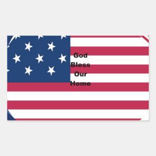 USA vlag met God Zegen ons Home tekst kunst ontwer Rechthoekige Sticker