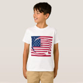 USA vlag met God Zegen ons Home tekst kunst ontwer T-shirt (Voorkant volledig)