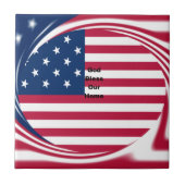 USA vlag met God Zegen ons Home tekst kunst ontwer Tegeltje (Voorkant)