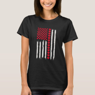 Usa-vlag met Valentijnsdag-harten voor vrouwen dam T-shirt