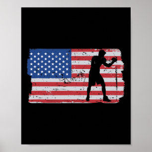 Usa Vlag Mma Vechters Kickboksen Combat Boksen Poster