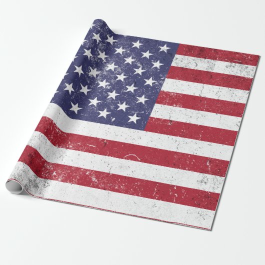  USA Vlag Patriottisch Amerikaans Rood Wit Blauw Cadeaupapier (Uitgerold)