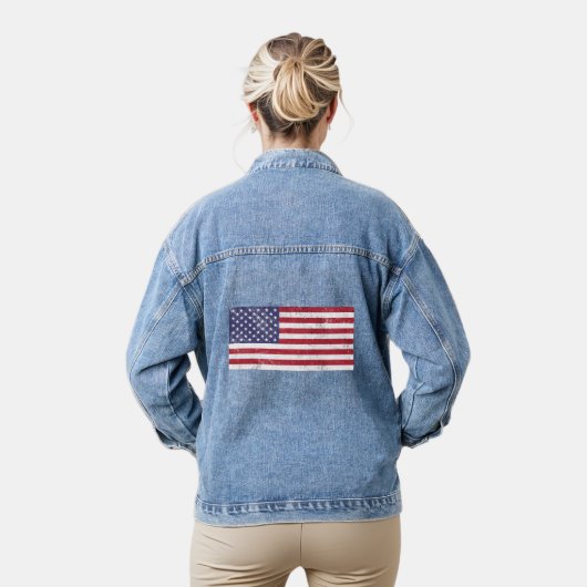 USA Vlag Patriottisch Amerikaans Rood Wit Blauw Denim Jacket (Model)