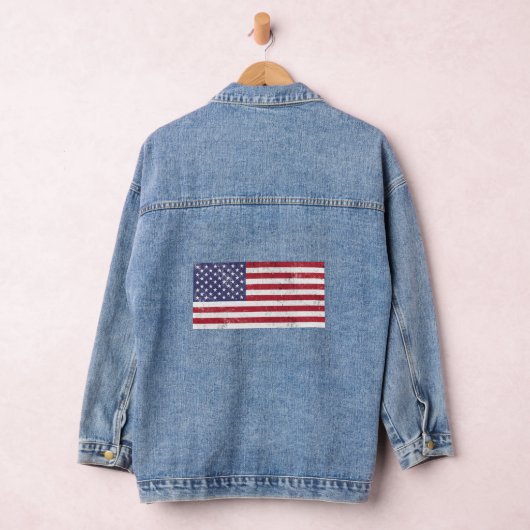 USA Vlag Patriottisch Amerikaans Rood Wit Blauw Denim Jacket (Hangar)