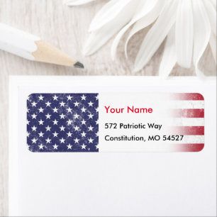 USA Vlag Patriottisch Amerikaans Rood Wit Blauw Etiket