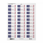  USA Vlag Patriottisch Amerikaans Rood Wit Blauw Etiket (Full Sheet)