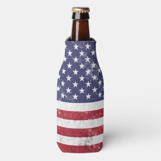 USA Vlag Patriottisch Amerikaans Rood Wit Blauw Flesjeskoeler (Fles Voorkant)