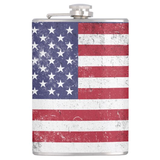 USA Vlag Patriottisch Amerikaans Rood Wit Blauw Heupfles (Voorkant)