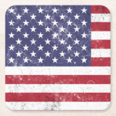  USA Vlag Patriottisch Amerikaans Rood Wit Blauw Kartonnen Onderzetters (Voorkant)