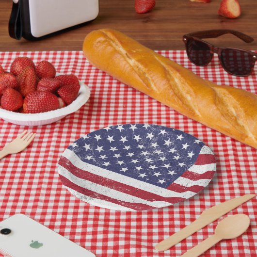 USA Vlag Patriottisch Amerikaans Rood Wit Blauw Papieren Bordje (Picknick)