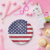 USA Vlag Patriottisch Amerikaans Rood Wit Blauw Papieren Bordje (Feest)