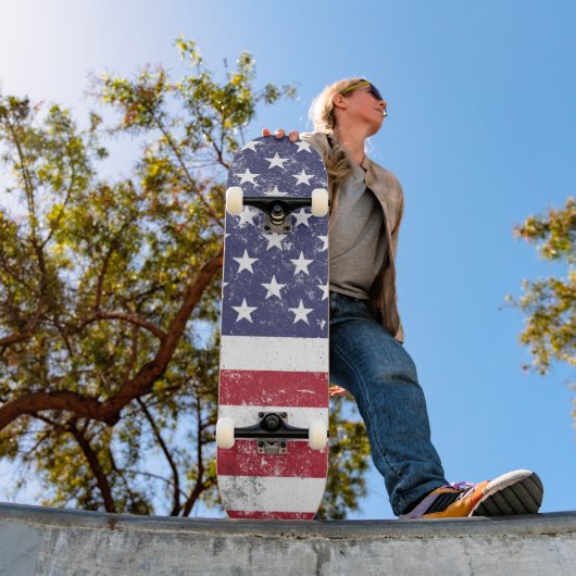 USA Vlag Patriottisch Amerikaans Rood Wit Blauw Persoonlijk Skateboard (Buiten 1)