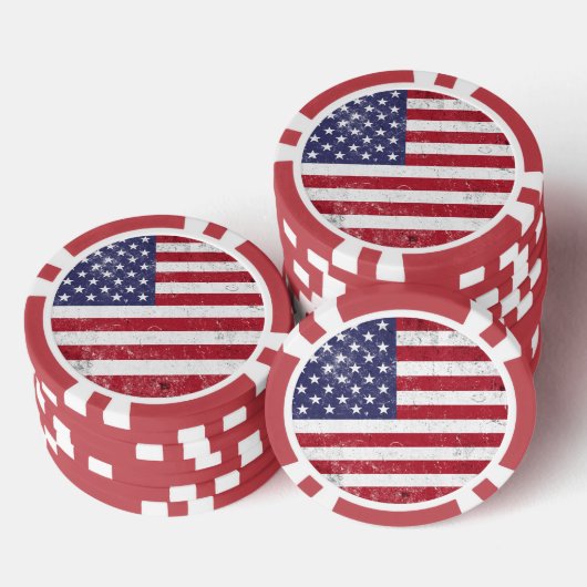  USA Vlag Patriottisch Amerikaans Rood Wit Blauw Poker Chips (Opstapeling)