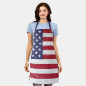  USA Vlag Patriottisch Amerikaans Rood Wit Blauw Schort (Gedragen)