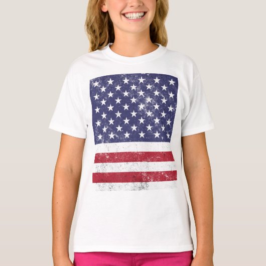 USA Vlag Patriottisch Amerikaans Rood Wit Blauw T-shirt (Voorkant)