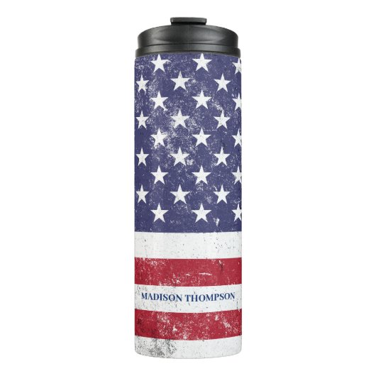 USA Vlag Patriottisch Amerikaans Rood Wit Blauw Thermosbeker (Voorkant)