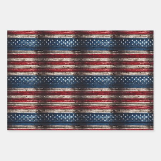 USA vlag patriottisch blauw en rood oud houten Inpakpapier Vel (Voorkant 3)