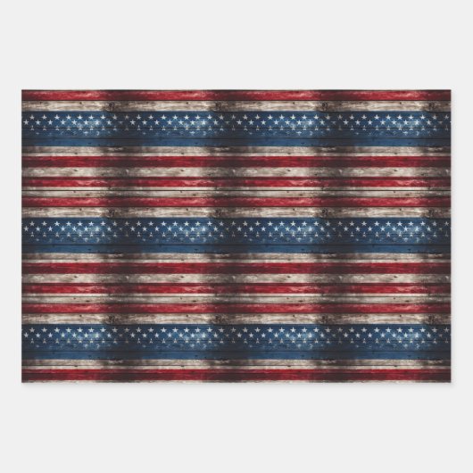 USA vlag patriottisch blauw en rood oud houten Inpakpapier Vel (Voorkant)