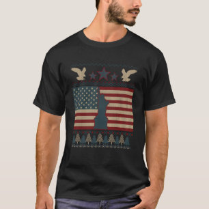 USA Vlag Patriottisch Lelijk Kerst Eagle Amerikaan T-shirt