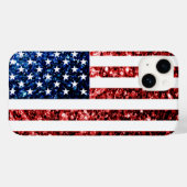 USA vlag rood blauw faux sparkles bling Case-Mate iPhone Case (Achterkant (horizontaal))