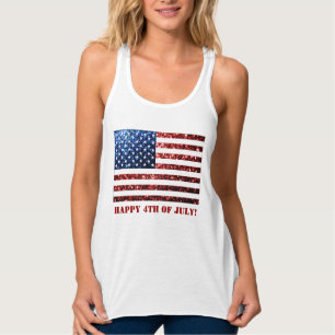 USA vlag rood blauw sparkles 4th of July Aangepast Tanktop