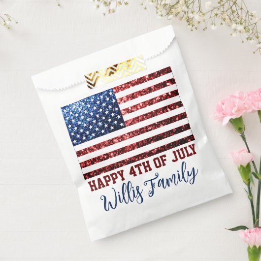 USA vlag rood blauw sparkles glitters 4th Juli naa Bedankzakje (Gezegeld)