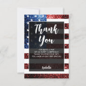 USA vlag rood blauw sparkles Sweet 16 Script Bedankkaart (Voorkant)