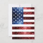 USA vlag rood blauw sparkles Sweet 16 Script Bedankkaart (Achterkant)
