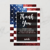 USA vlag rood blauw sparkles Sweet 16 Script Bedankkaart (Voorkant / Achterkant)