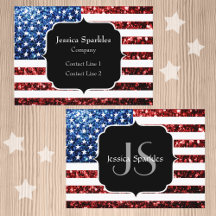 USA vlag rood en blauw glinstert glitters Monogram