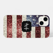 USA vlag rood goud blauw rustieke sparkles Monogra iPhone Hoesje (Achterkant horizontaal)