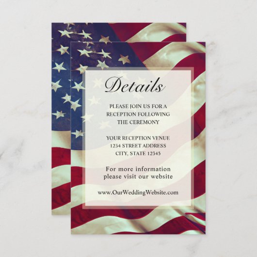 USA Vlag Rood Wit Blauw Amerikaans Patriottisch Hu Informatiekaartje (Voorkant / Achterkant)