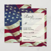 USA Vlag Rood Wit Blauw Amerikaans Patriottisch Hu RSVP Kaartje (Voorkant / Achterkant)