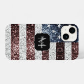 USA vlag rood wit blauw rustiek sparkles Monogram iPhone Hoesje (Achterkant horizontaal)