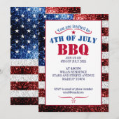 USA vlag rood wit blauw sparkles 4th juli BBQ Kaart (Voorkant / Achterkant)
