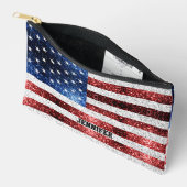 USA vlag rood wit blauw sparkles Custom naam Etui (Open)