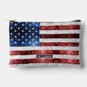 USA vlag rood wit blauw sparkles Custom naam Etui (Voorkant)