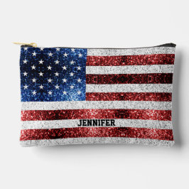 USA vlag rood wit blauw sparkles Custom naam Etui